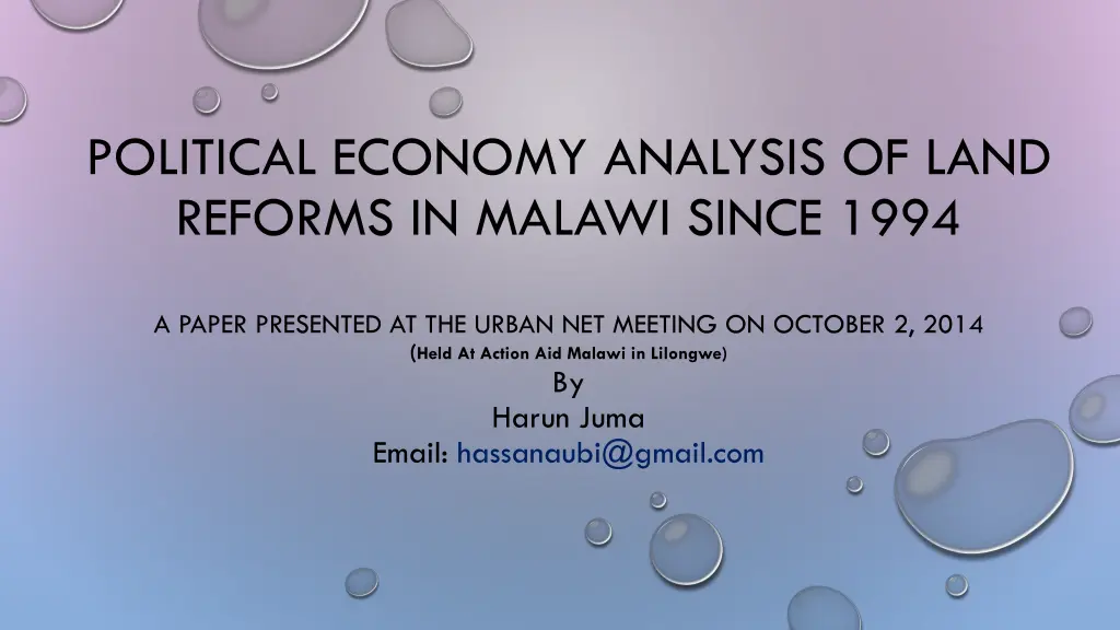 political economy analysis of land reforms n.w