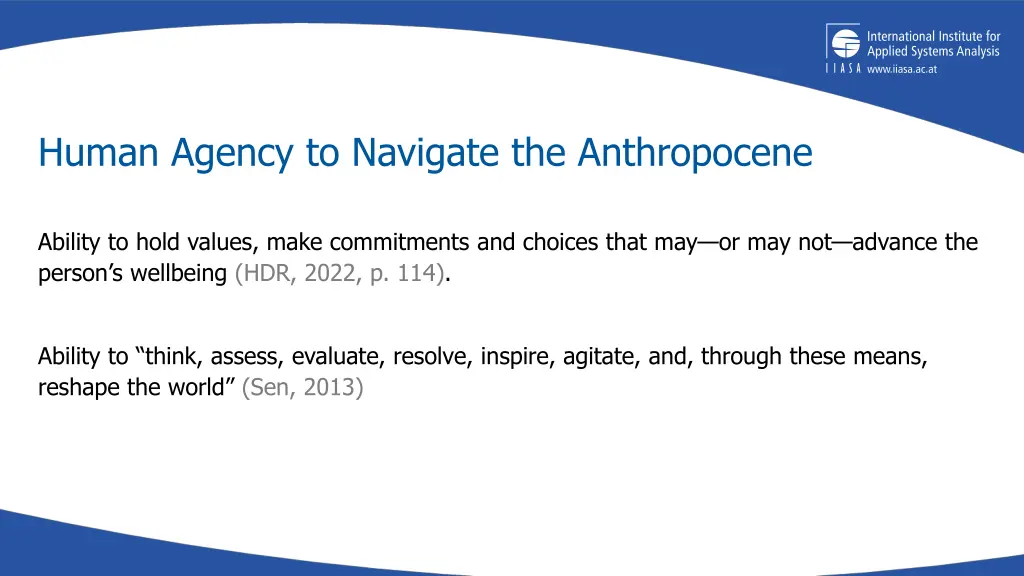 human agency to navigate the anthropocene n.w