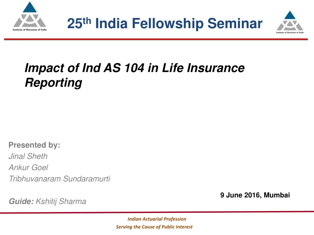 25 th india fellowship seminar n.w