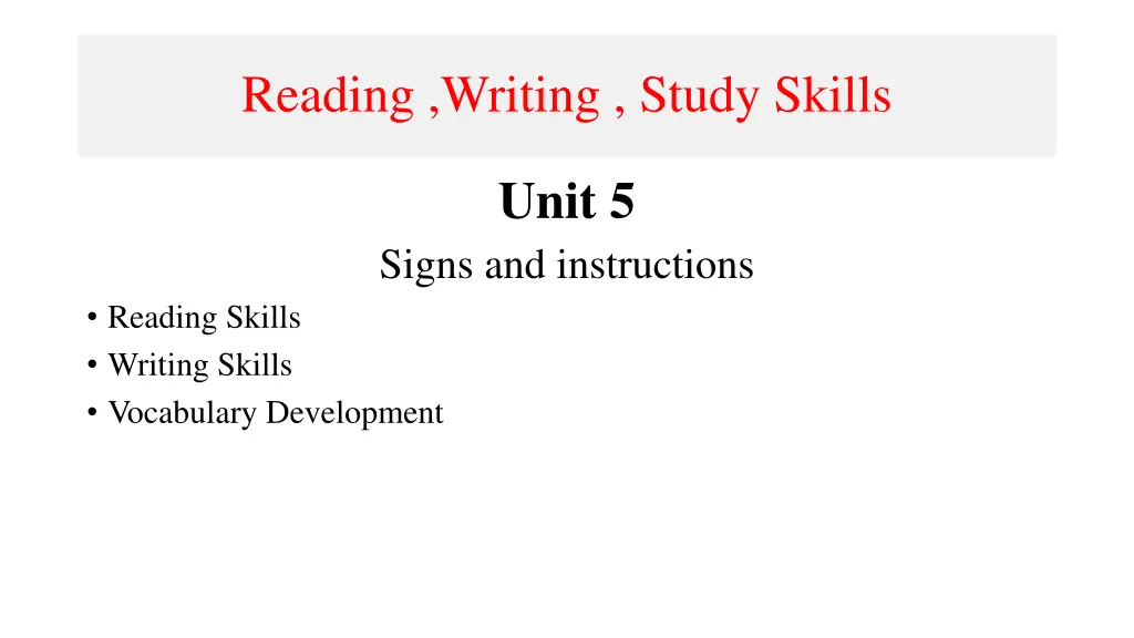 reading writing study skills n.w