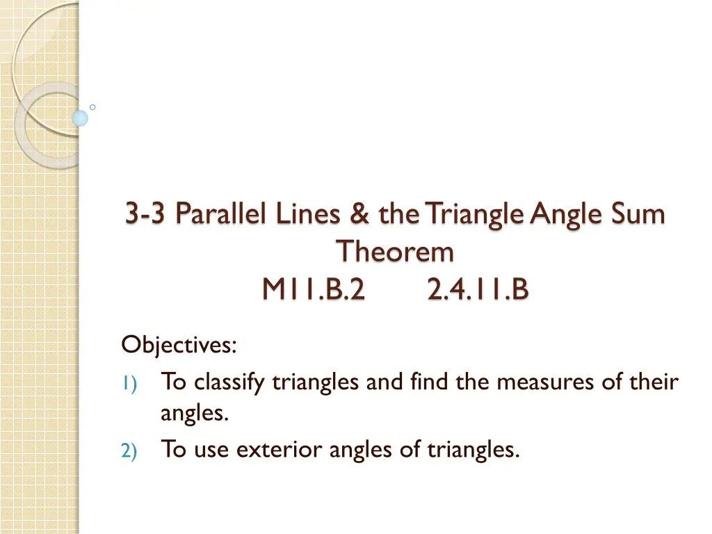 3 3 parallel lines the triangle angle sum theorem n.w