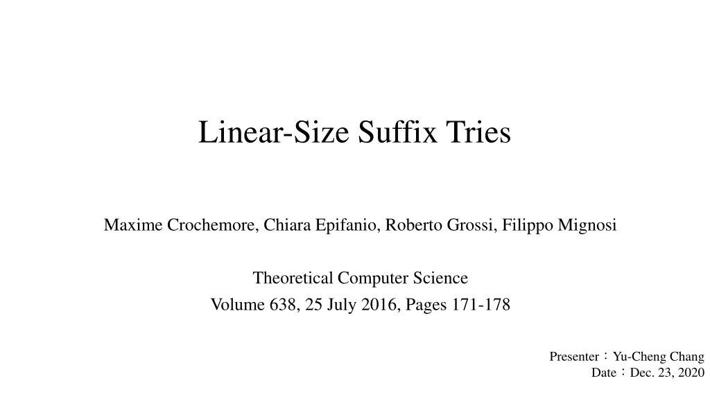 linear size suffix tries n.w