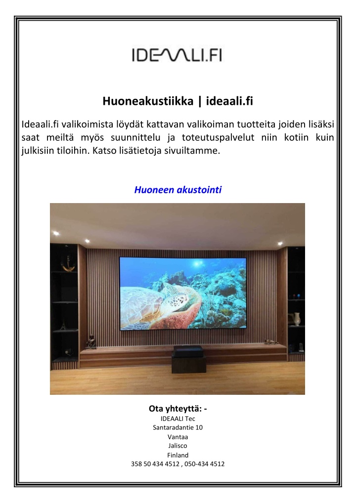 huoneakustiikka ideaali fi n.w