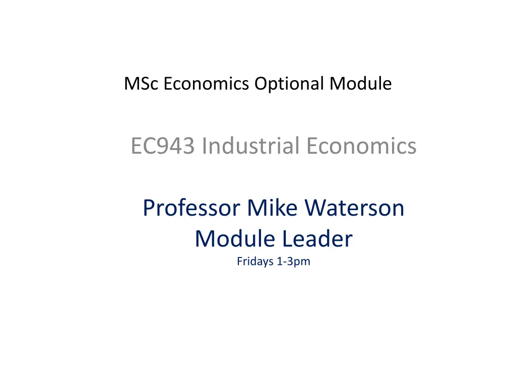 msc economics optional module n.w