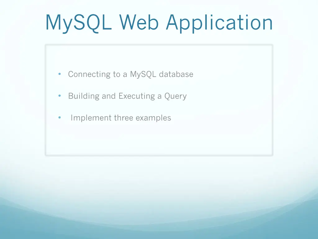 mysql web application n.w