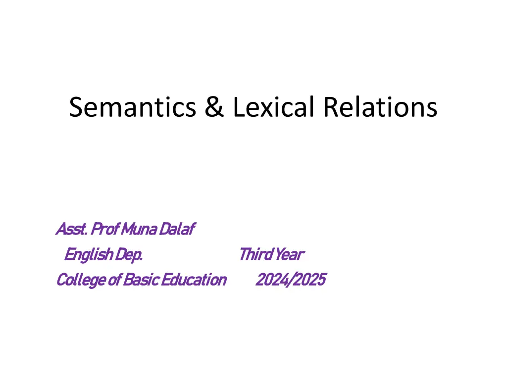 semantics lexical relations n.w