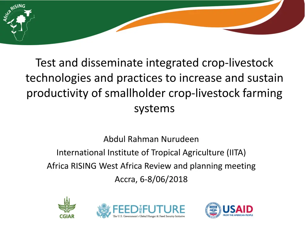 test and disseminate integrated crop livestock n.w