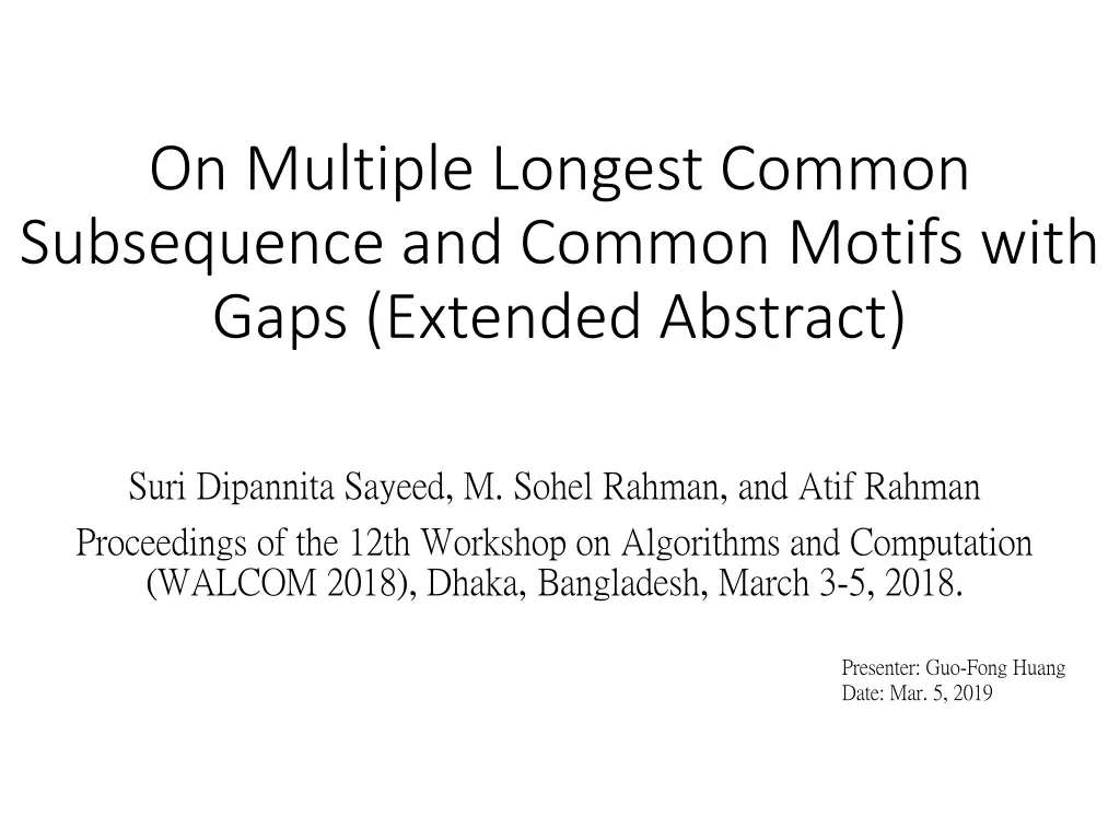on multiple longest common subsequence and common n.w