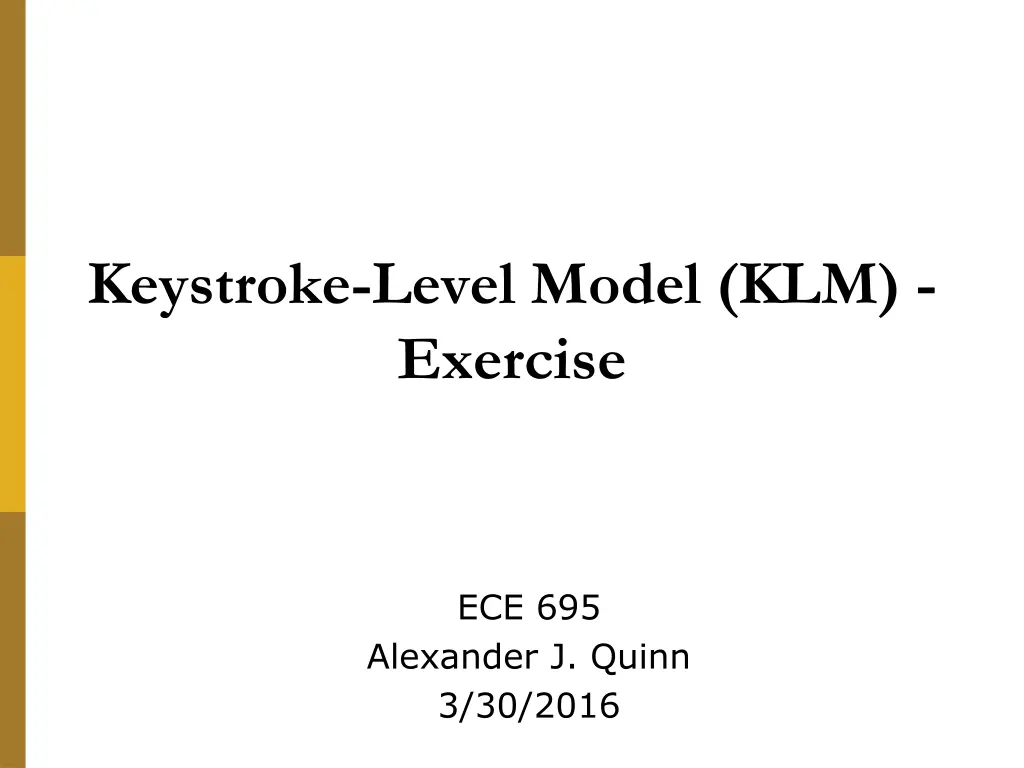 keystroke level model klm exercise n.w