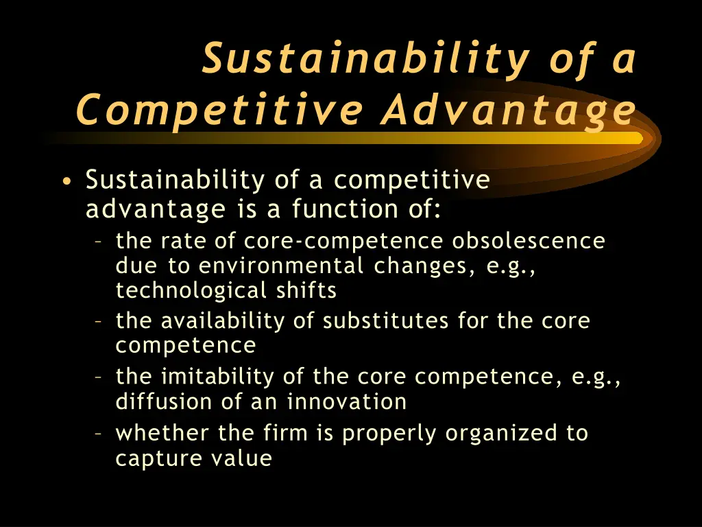 sustainability of a competitive advantage n.w
