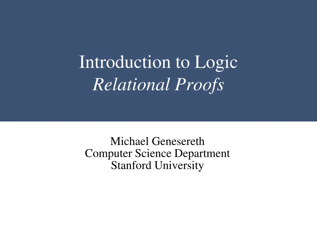 introduction to logic relational proofs n.w