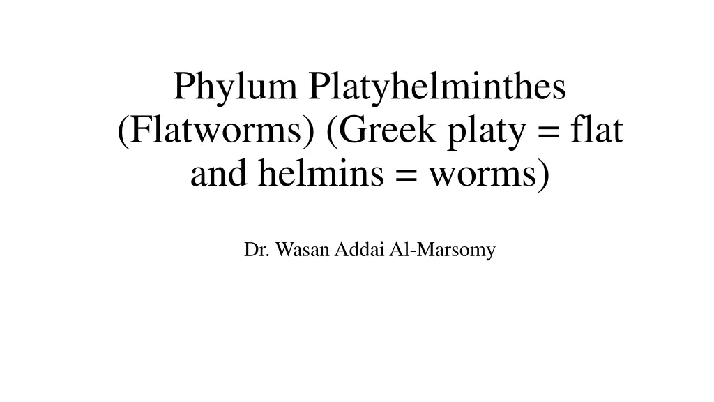 phylum platyhelminthes flatworms greek platy flat n.w