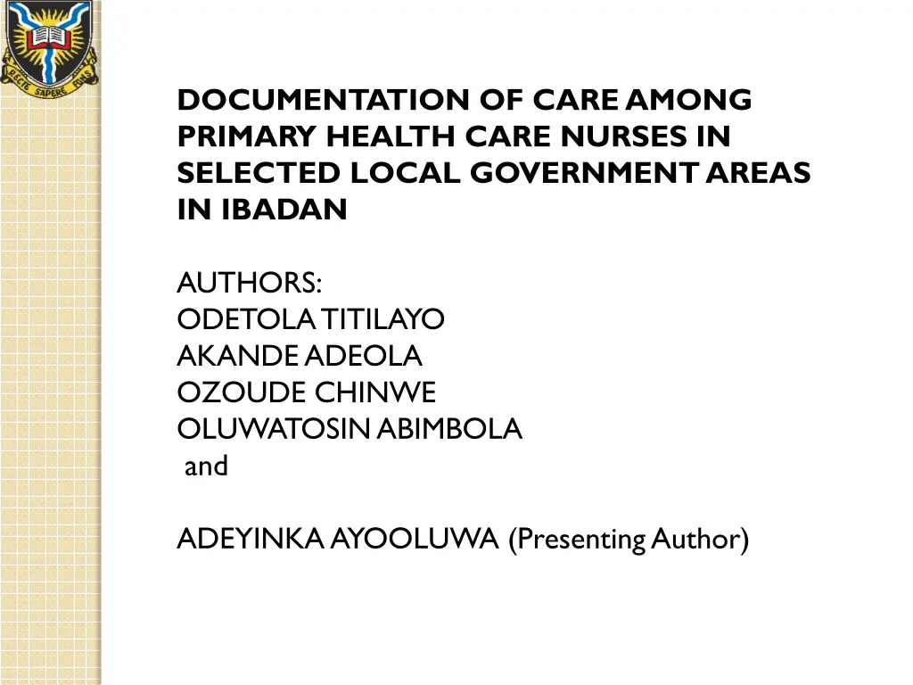 documentation of care among primary health care n.w