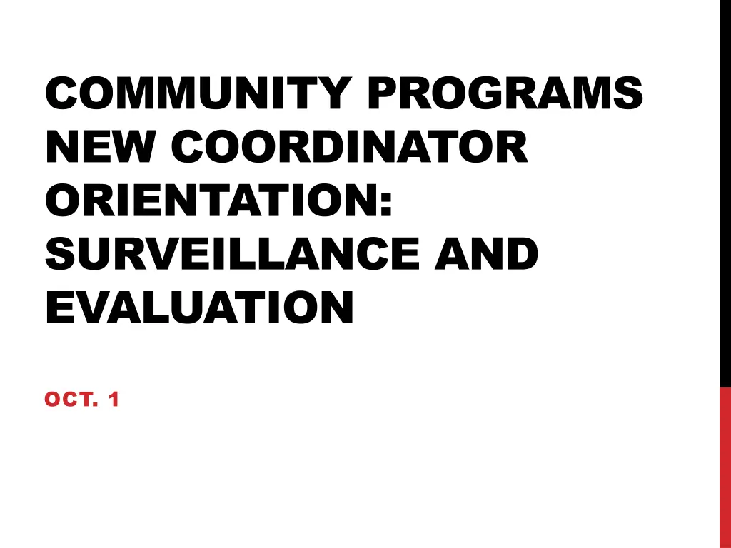 community programs new coordinator orientation n.w