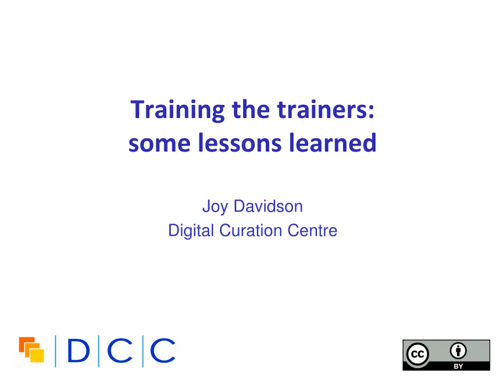 training the trainers some lessons learned n.w