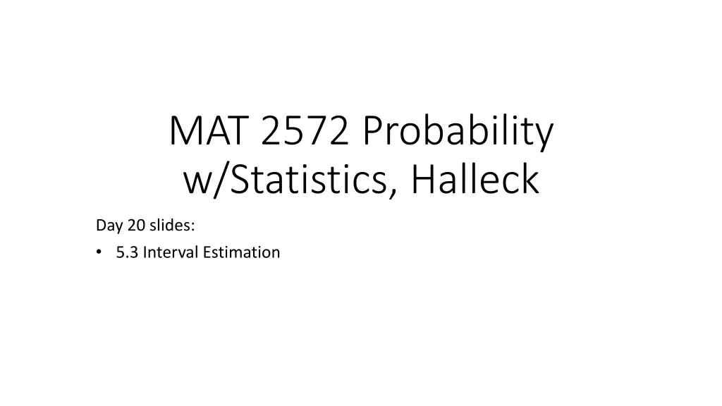 mat 2572 probability w statistics halleck n.w