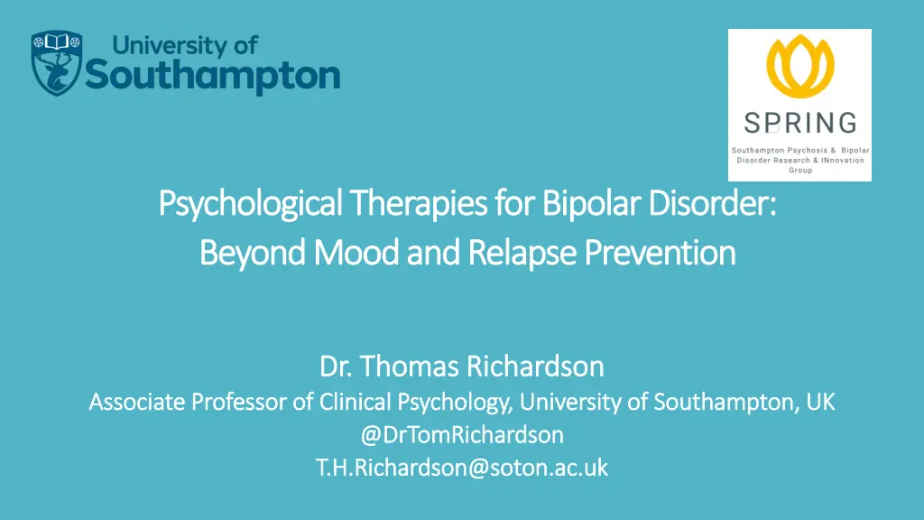 psychological therapies for bipolar disorder n.w