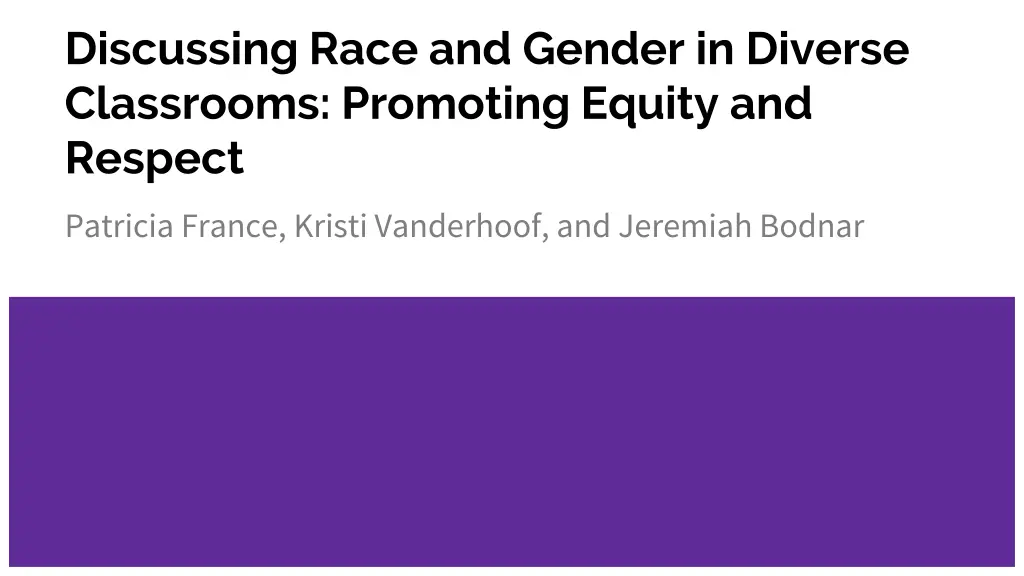 discussing race and gender in diverse classrooms n.w
