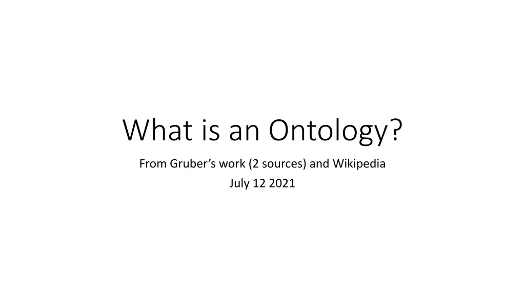 what is an ontology n.w