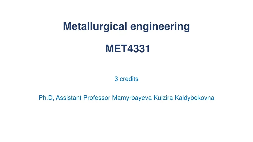 metallurgical engineering n.w