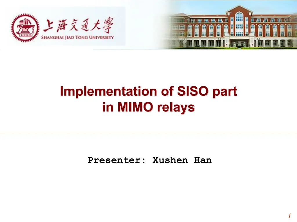 implementation of siso part in mimo relays n.w