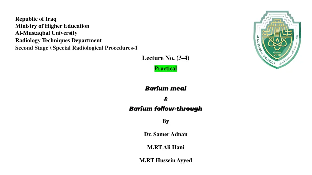 republic of iraq ministry of higher education n.w