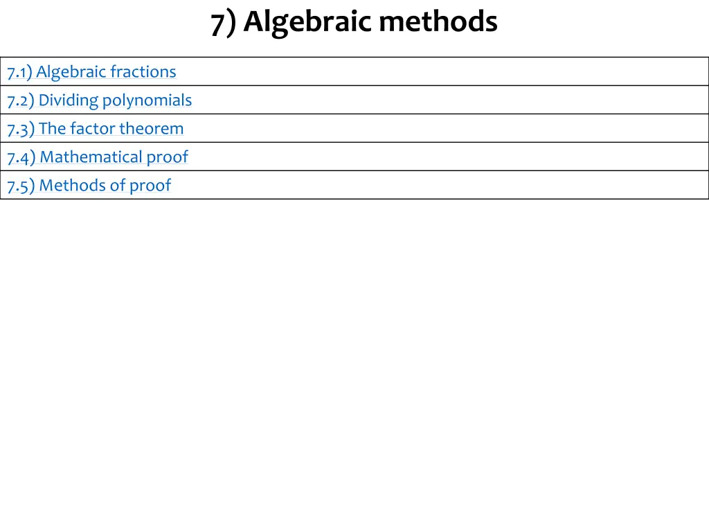 7 algebraic methods n.w