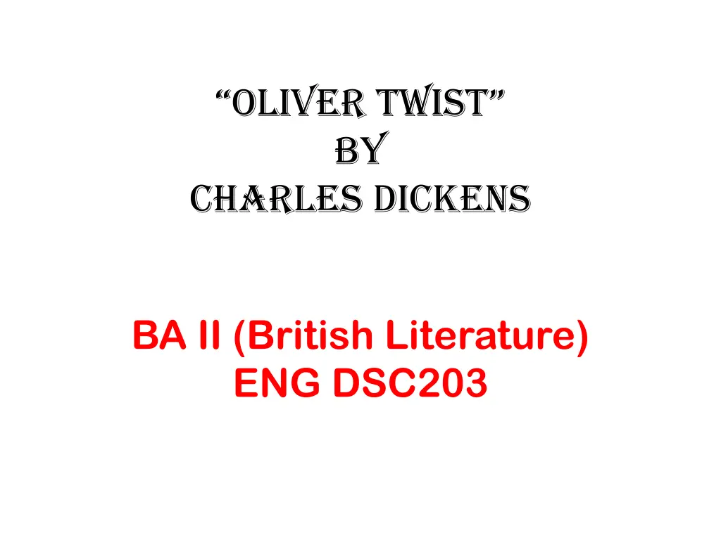 oliver twist by charles dickens n.w