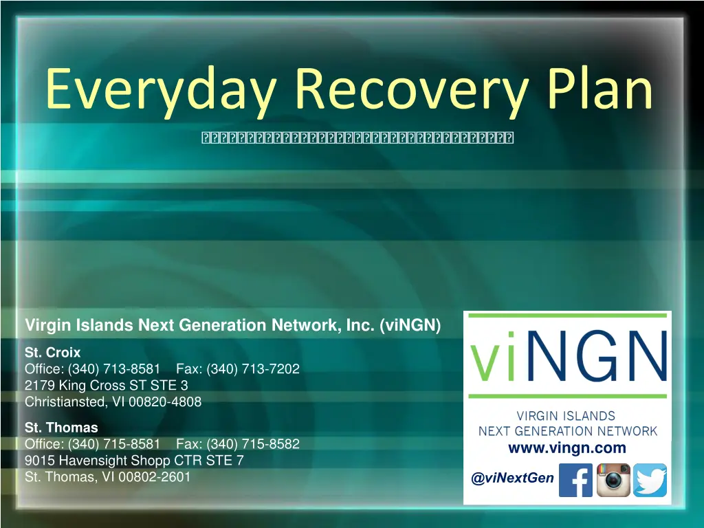 everyday recovery plan n.w