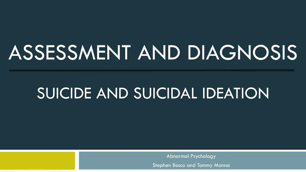 assessment and diagnosis n.w