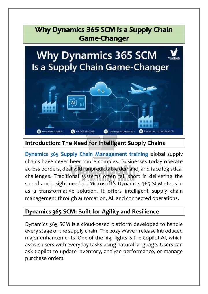 why dynamics 365 scm is a supply chain n.w