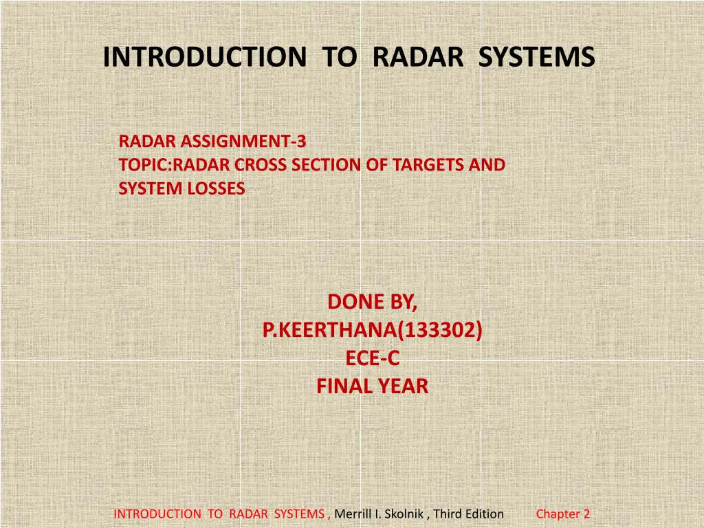 introduction to radar systems n.w