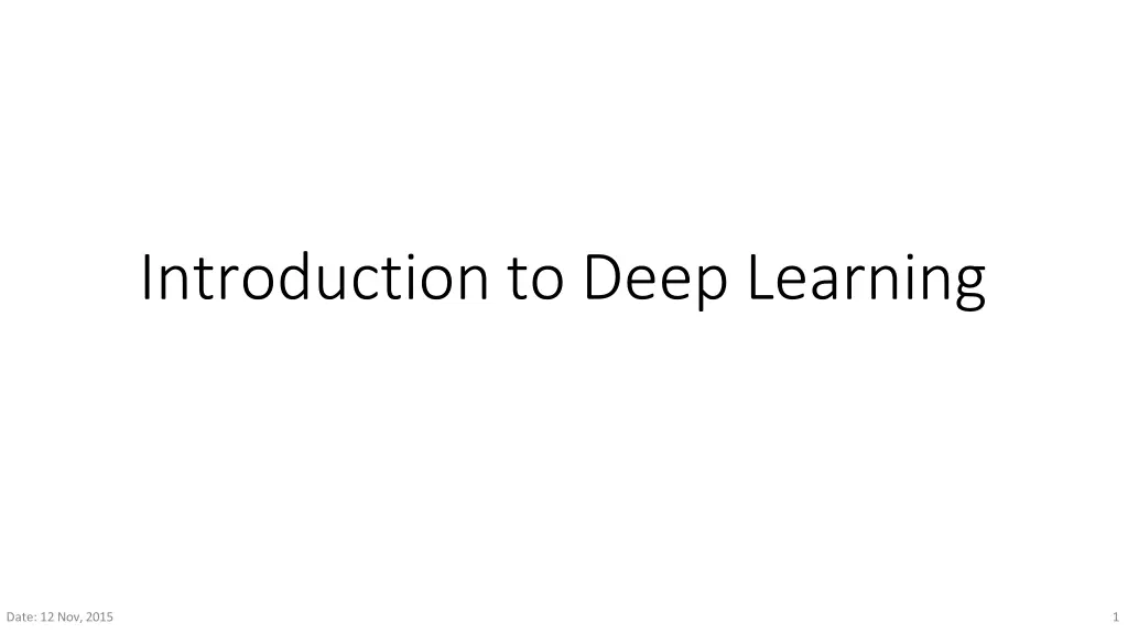 introduction to deep learning n.w