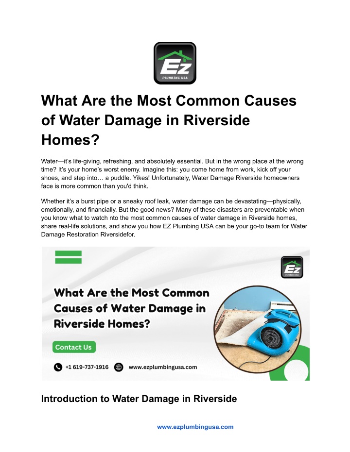what are the most common causes of water damage n.w