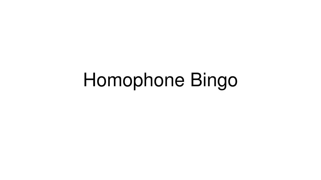 homophone bingo n.w