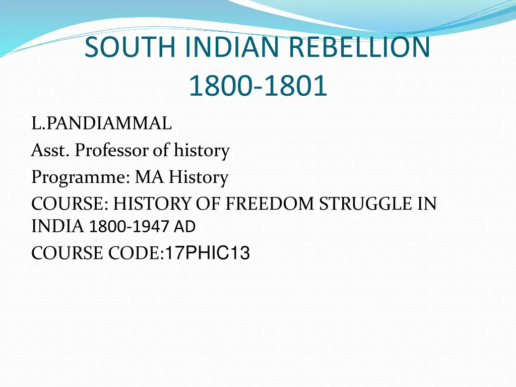 south indian rebellion 1800 1801 n.w