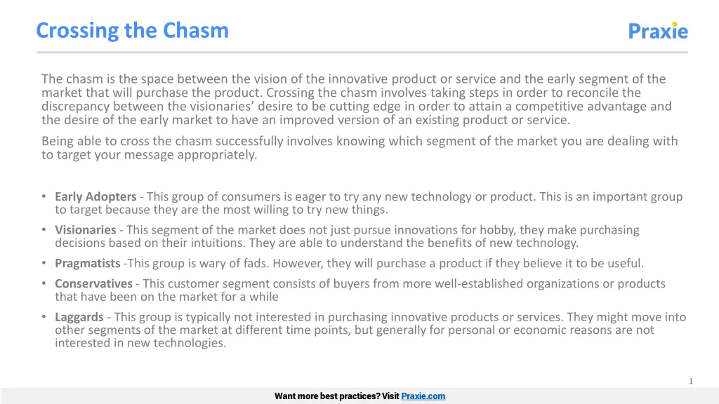 crossing the chasm n.w