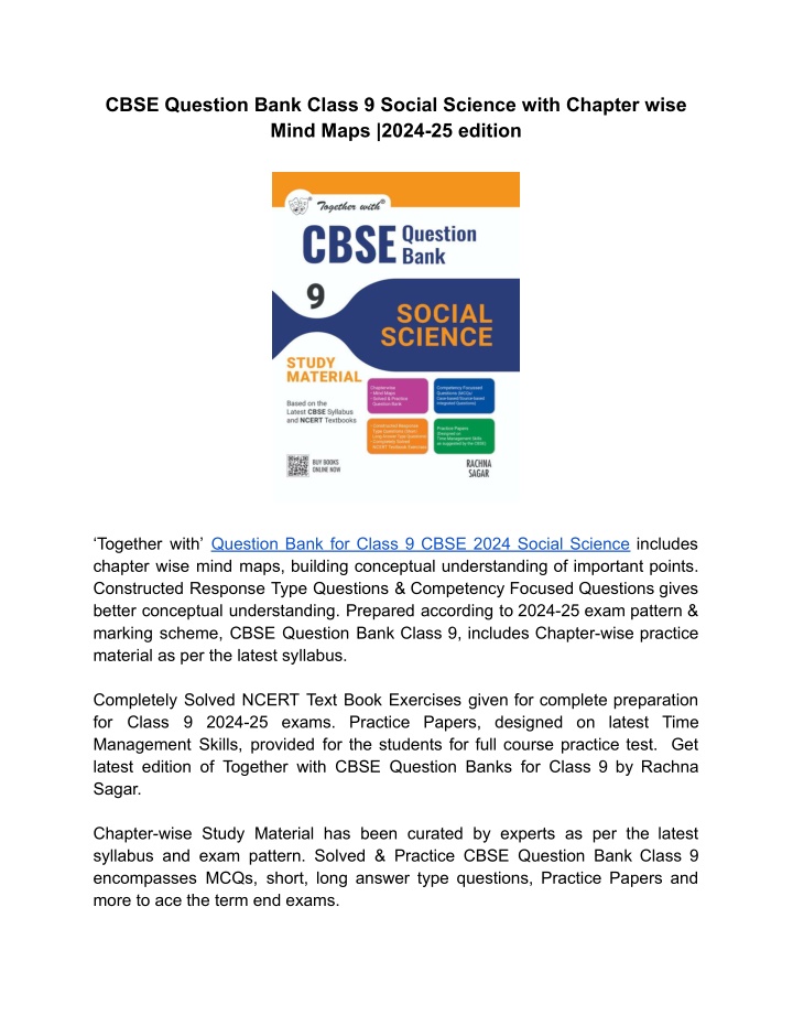 cbse question bank class 9 social science with n.w