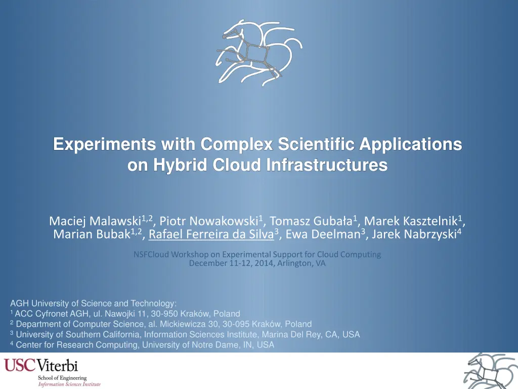 experiments with complex scientific applications n.w