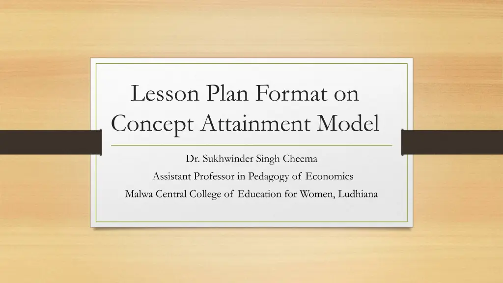 lesson plan format on concept attainment model n.w