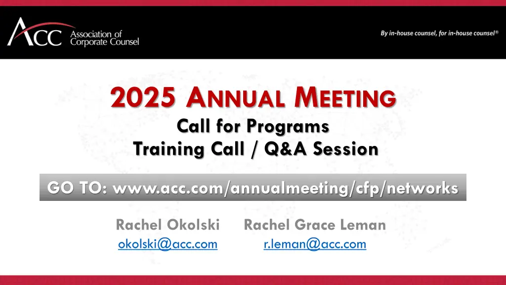 2025 a nnual m eeting call for programs training n.w