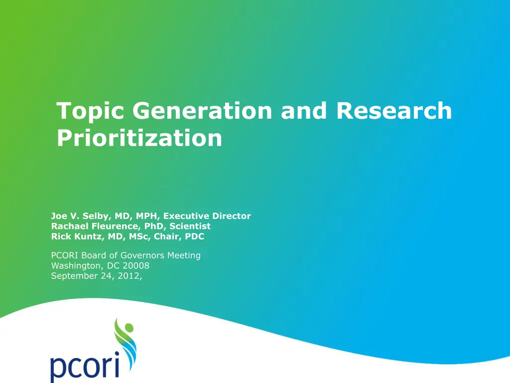 topic generation and research prioritization n.w
