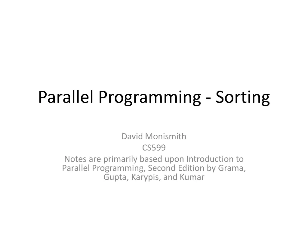 parallel programming sorting n.w