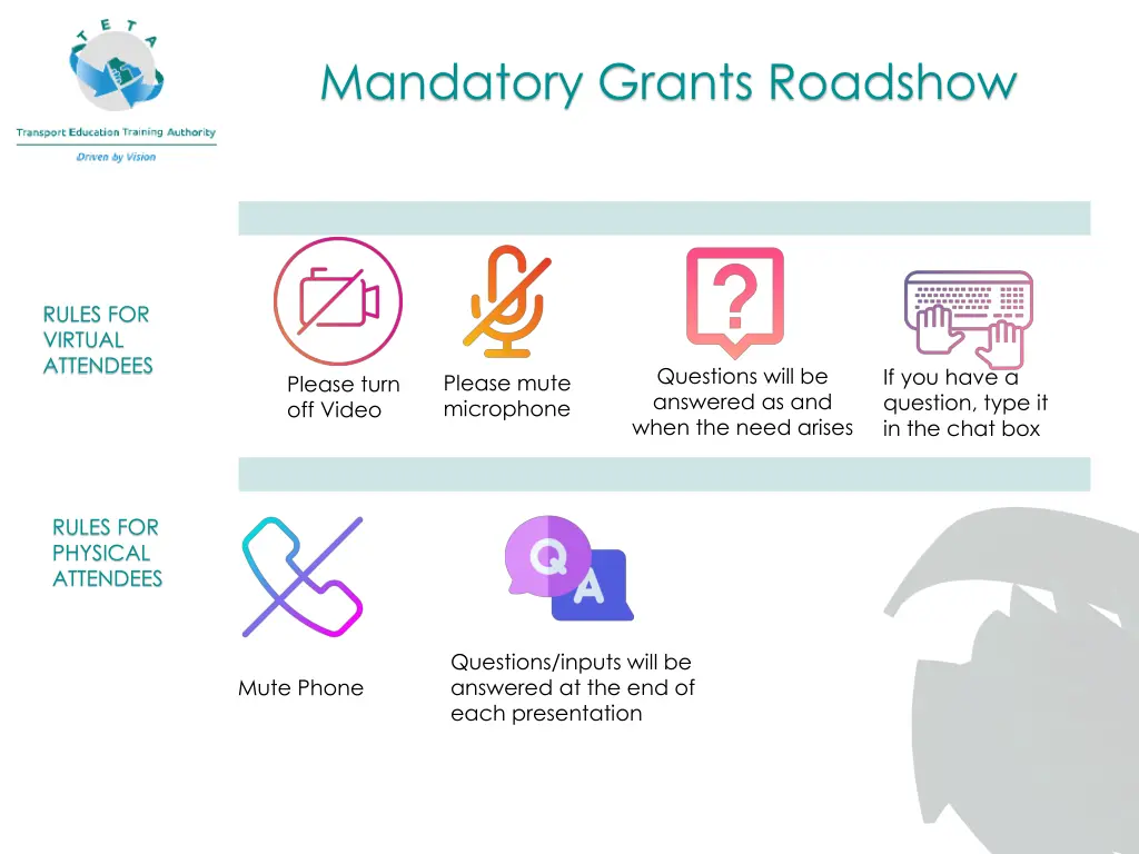 mandatory grants roadshow n.w