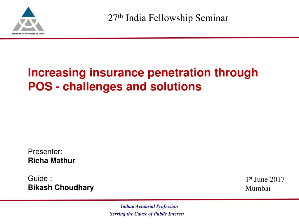 27 th india fellowship seminar n.w