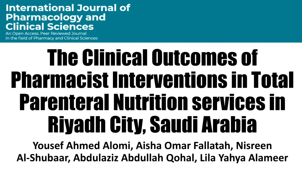 the clinical outcomes of pharmacist interventions n.w
