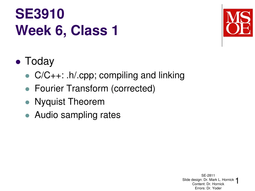 se3910 week 6 class 1 n.w