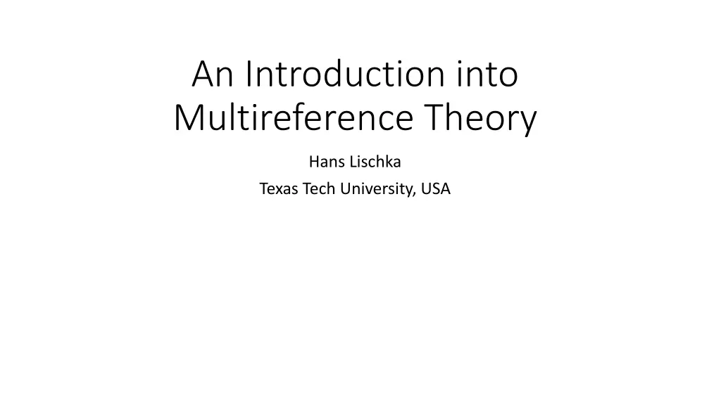an introduction into multireference theory n.w