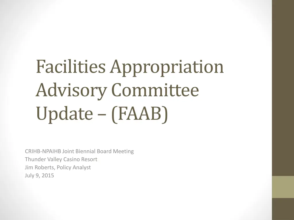 facilities appropriation advisory committee n.w