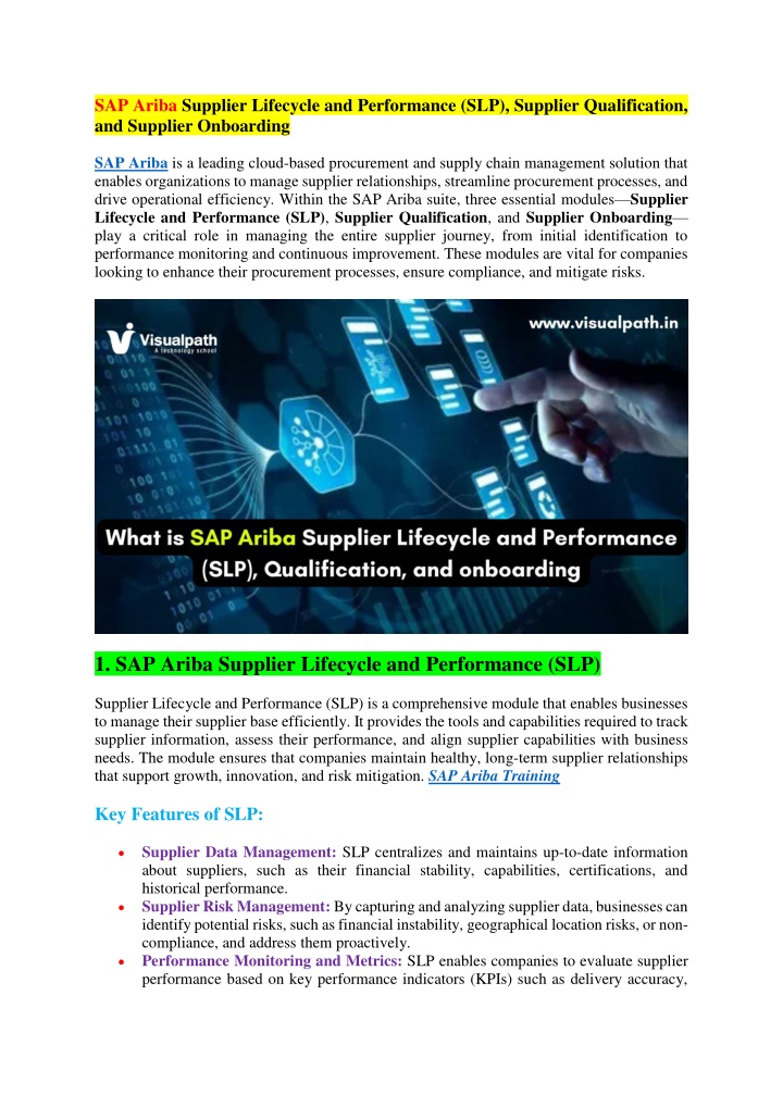 sap ariba supplier lifecycle and performance n.w